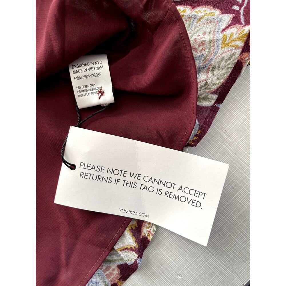 Yumi Kim Sz M Frida Maxi Dress Maroon Paisley Cinch Waist Wedding Guest Feminine - Picture 16 of 16